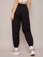 Women Black Terry Baggy Joggers-SFPANT50991