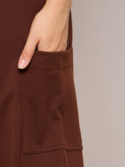 Women Brown Terry Wide Leg Track Pants-SFPANT50997