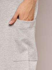Women Grey Melange Terry Wide Leg Track Pants-SFPANT50998