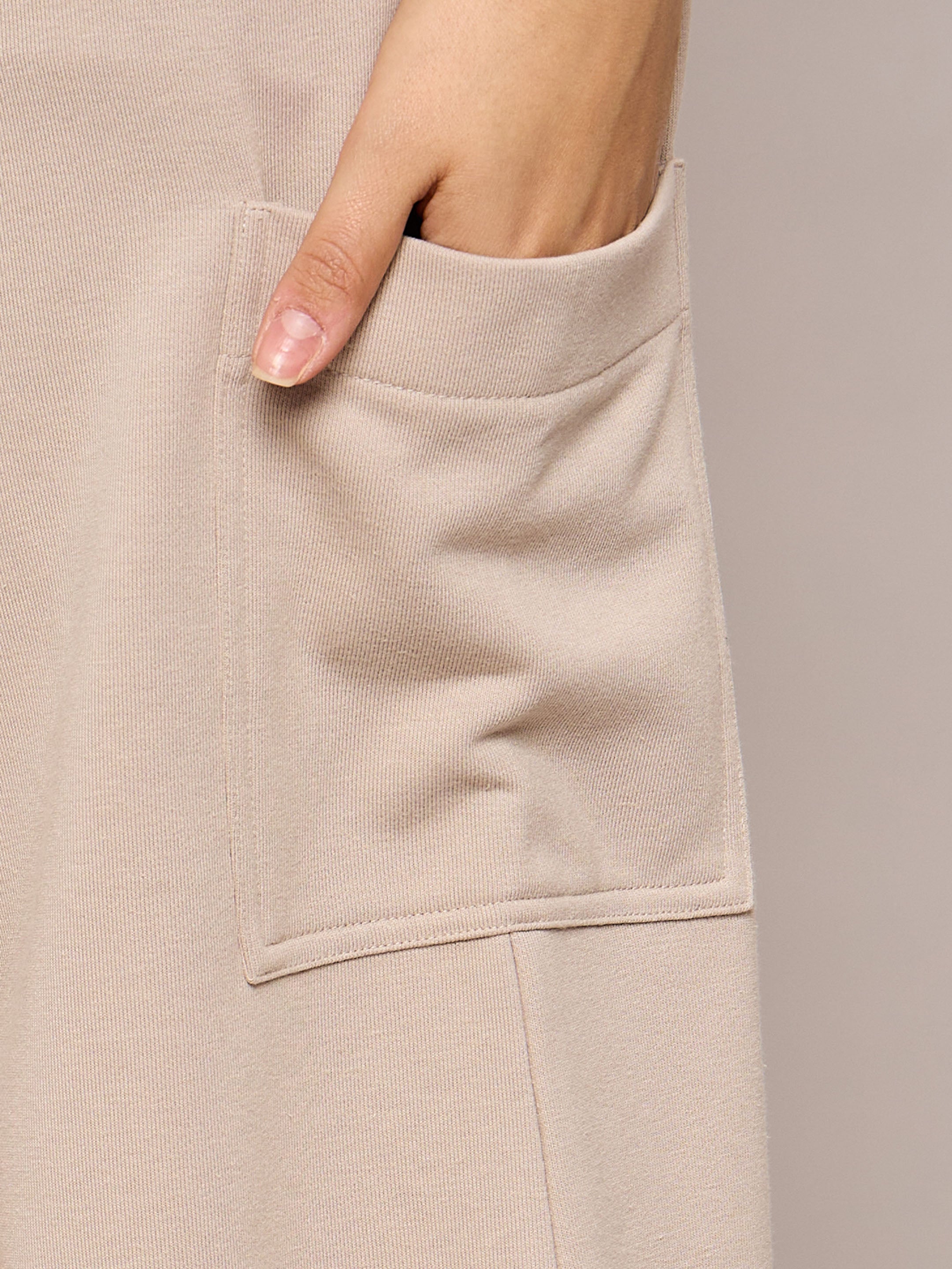 Women Taupe Terry Wide Leg Track Pants-SFPANT50999