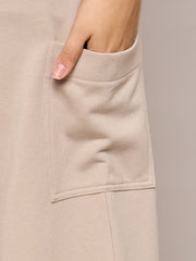 Women Taupe Terry Wide Leg Track Pants-SFPANT50999