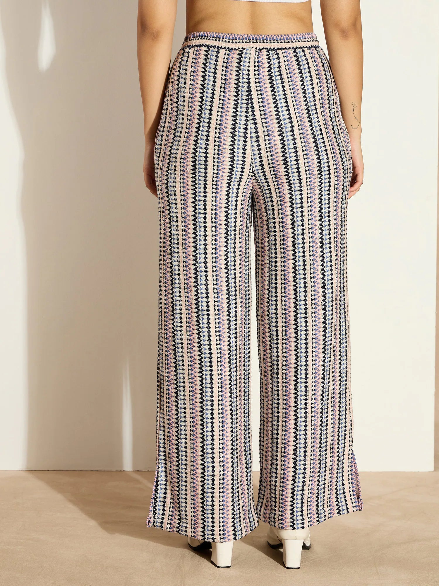 White Chevron Stripe Track Pants - Women's Gym Clothes Online