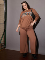Women Brown Terry Drawstring Track Pants-SFPANT51015