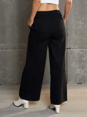 Women Black Denim Flared Pants-SFPANT51038_Black
