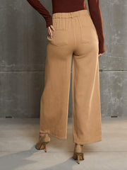 Women Brown Denim Flared Pants-SFPANT51041-Brown