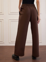 Women Dark Brown Fleece Sweatpants-SFPANT51047