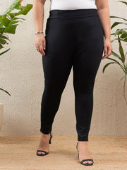 Women Black Roma Side Zipper High Waist Jegging-SFPANT51132
