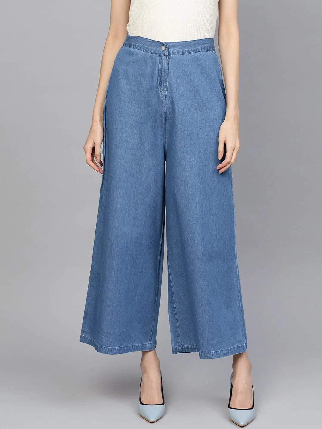 Blue Denim Pants | Women's Wide Leg Western Wear