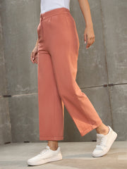 Women Peach Twill Wide Leg Pants-SFPANT51196