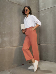 Women Peach Twill Wide Leg Pants-SFPANT51196