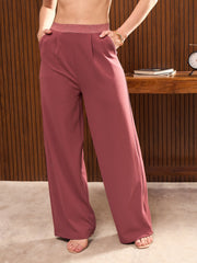 Women Pink Elasticated Waist Pants-SFPANT51213