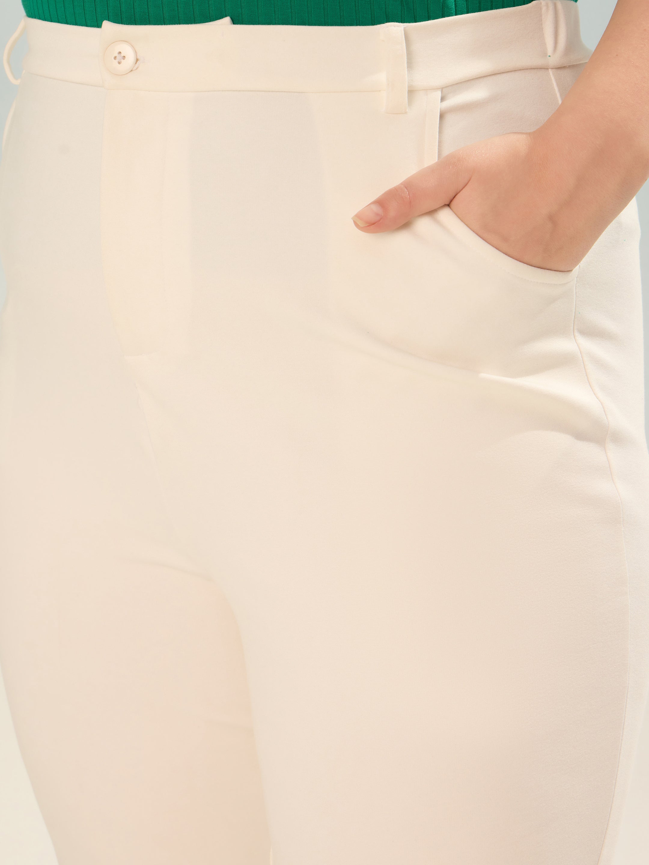 Women White Flared Bell Bottom Pants-SFPANT51251