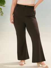 Women Dark Brown Flared Bell Bottom Pants-SFPANT51252