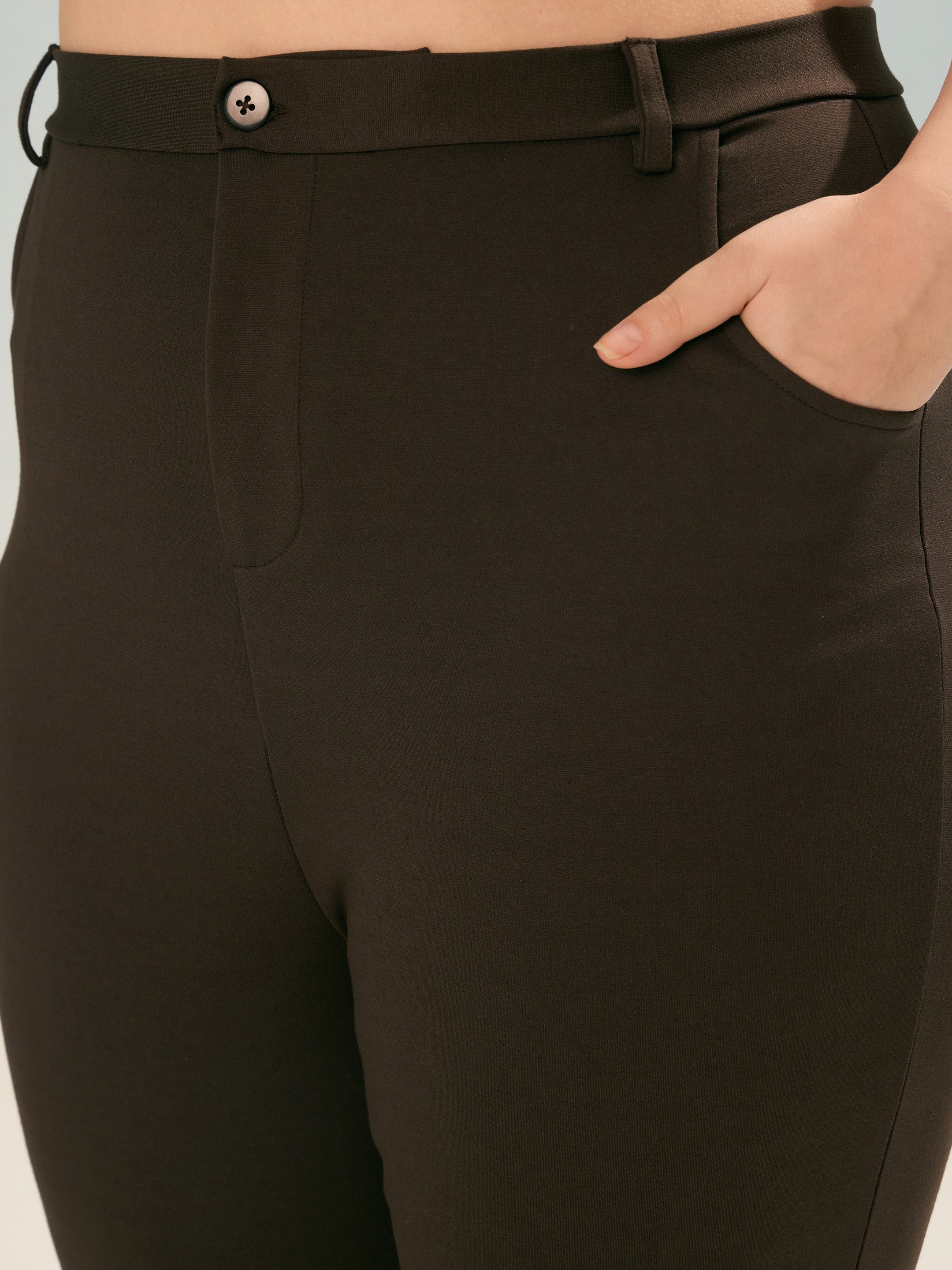 Women Dark Brown Flared Bell Bottom Pants-SFPANT51252