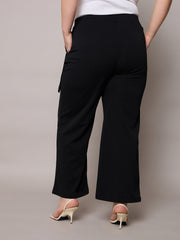 Women Black Front Pleat Straight Pants-SFPANT51278