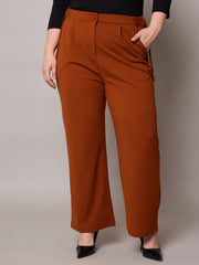Women Rust Side Metal Buckle Straight Pants-SFPANT51279