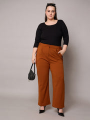 Women Rust Side Metal Buckle Straight Pants-SFPANT51279