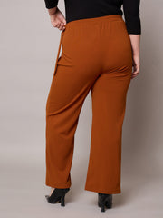 Women Rust Side Metal Buckle Straight Pants-SFPANT51279