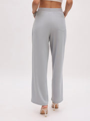 Women Grey Cross Pocket Straight Pants-SFPANT51282