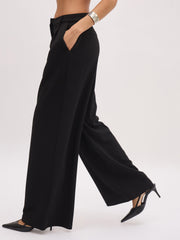 Women Black Cross Pocket Pants-SFPANT51286