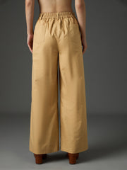 Women Beige Twill Flared Pants-SFPANT51327