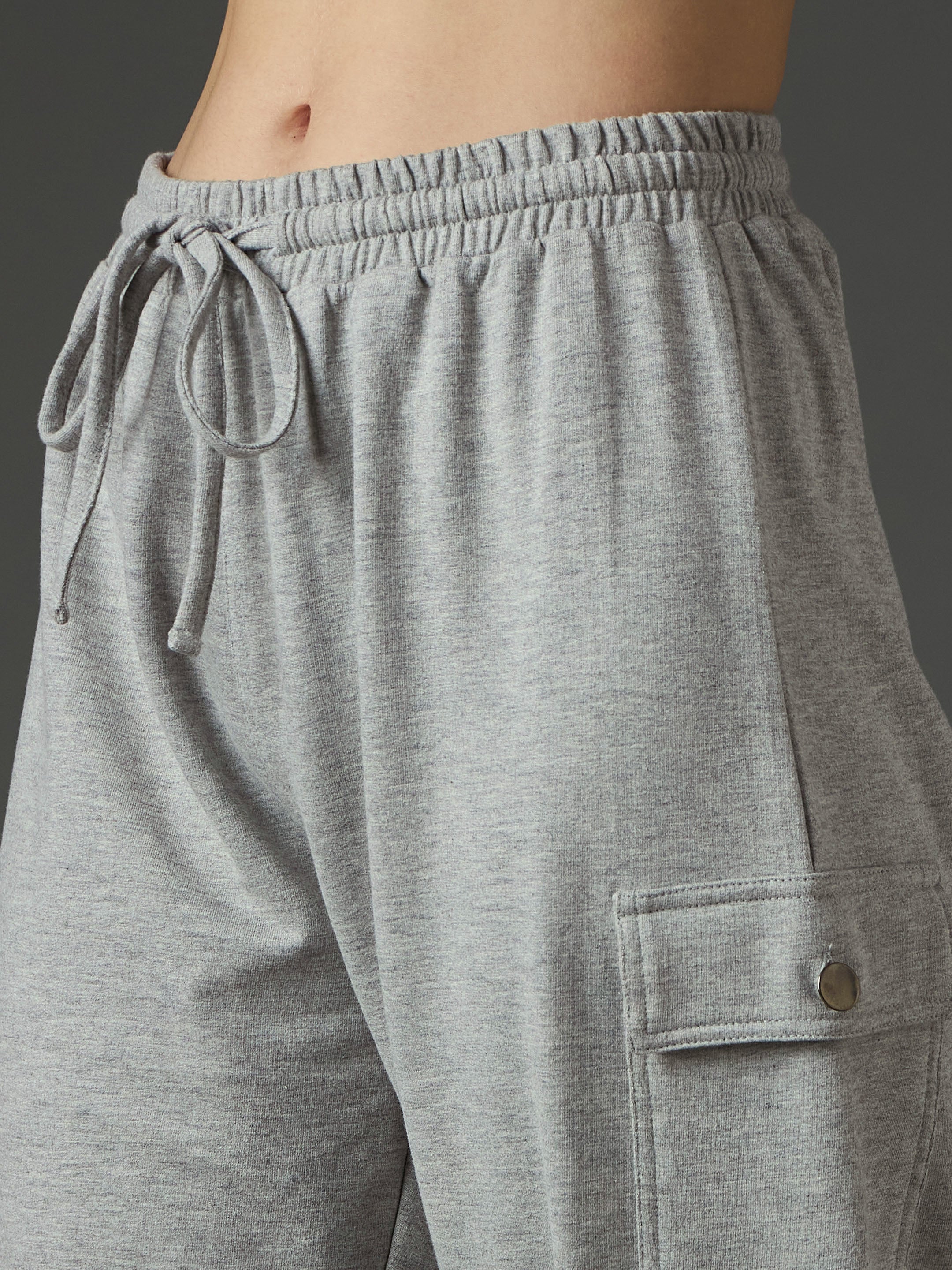 Women Grey Melange Side Pocket Joggers-SFPANT51341