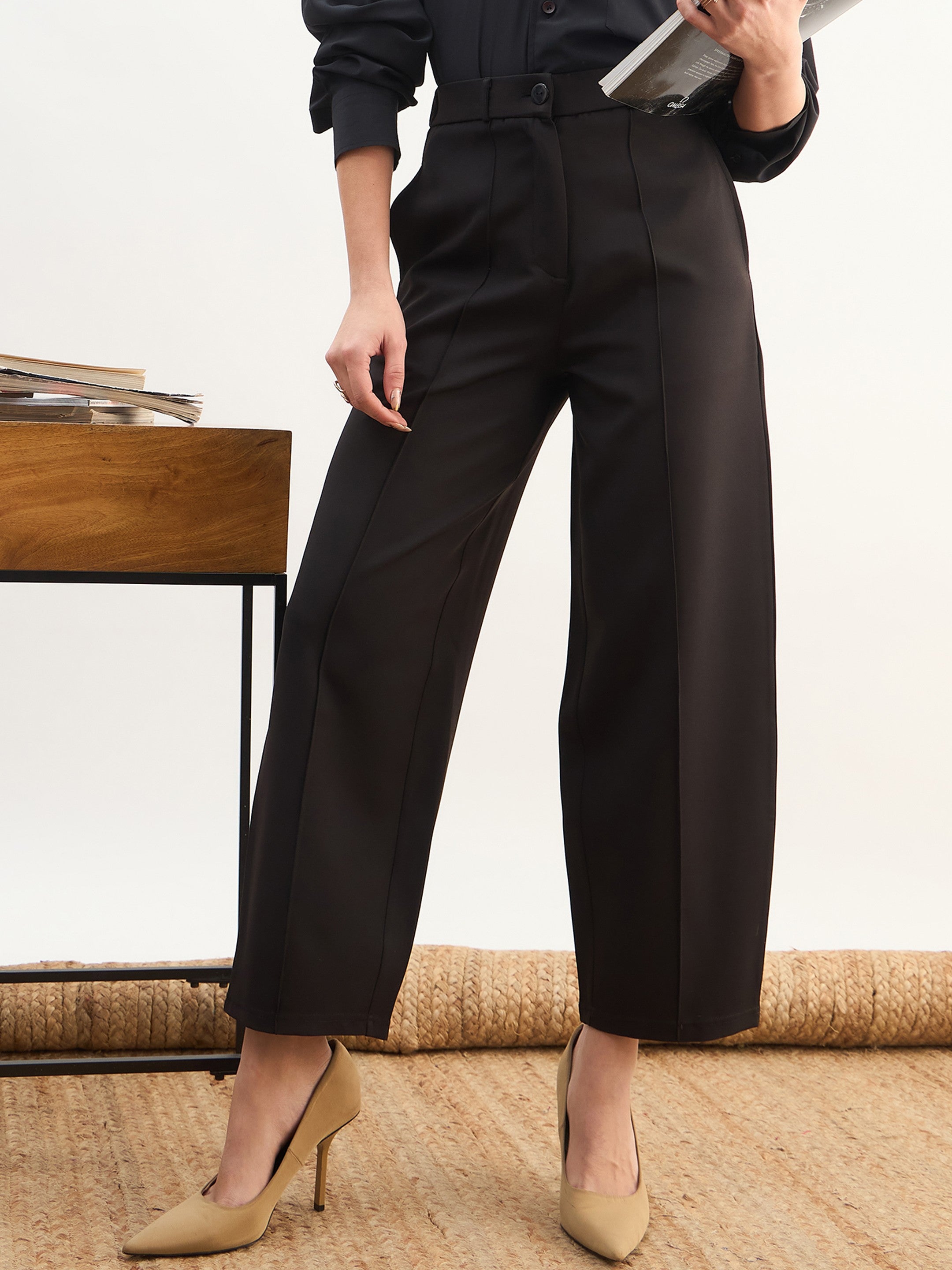 DesiQlo Black Darted Slouchy Pants - Black