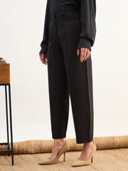 Women Black Darted Slouchy Pants