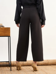 Women Black Darted Slouchy Pants