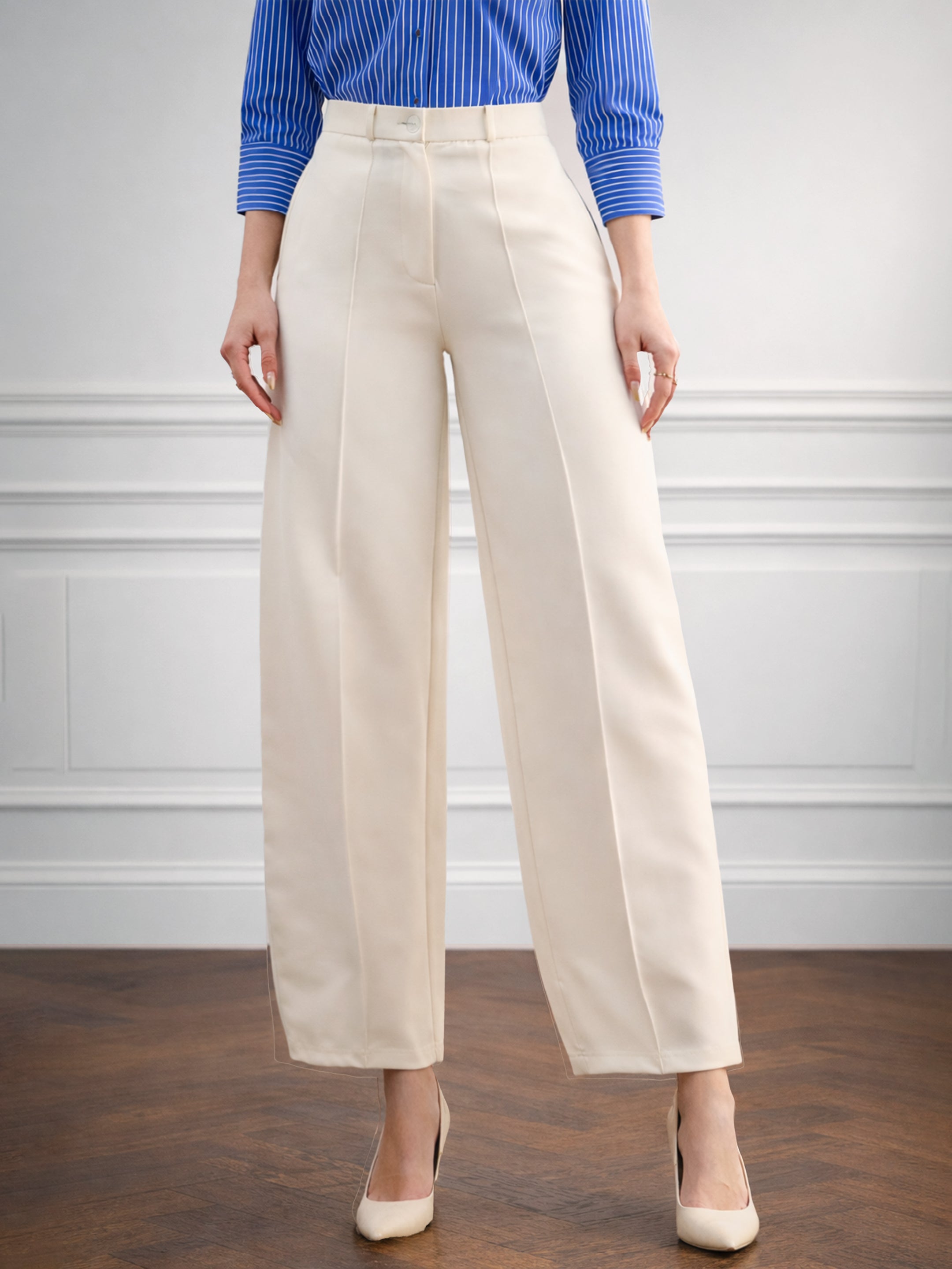 DesiQlo White Darted Slouchy Pants - White