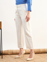 Women White Darted Slouchy Pants