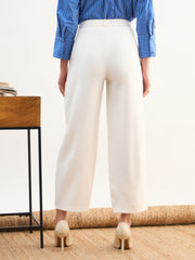 Women White Darted Slouchy Pants