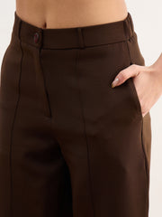 Women Coffee Brown Darted Slouchy Pants