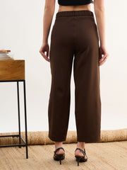 Women Coffee Brown Darted Slouchy Pants