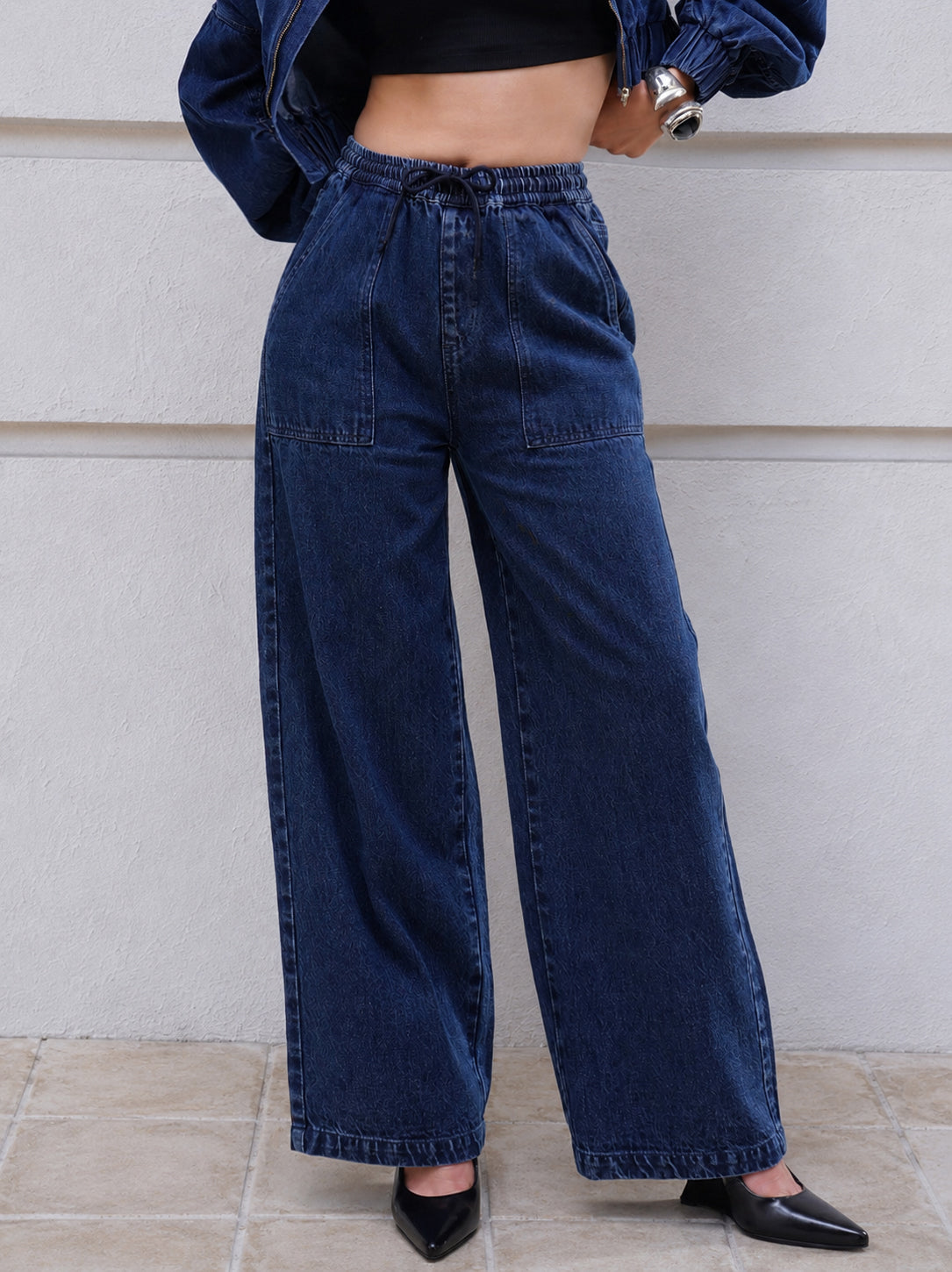 DesiQlo Blue Washed Denim Straight Pants - Blue