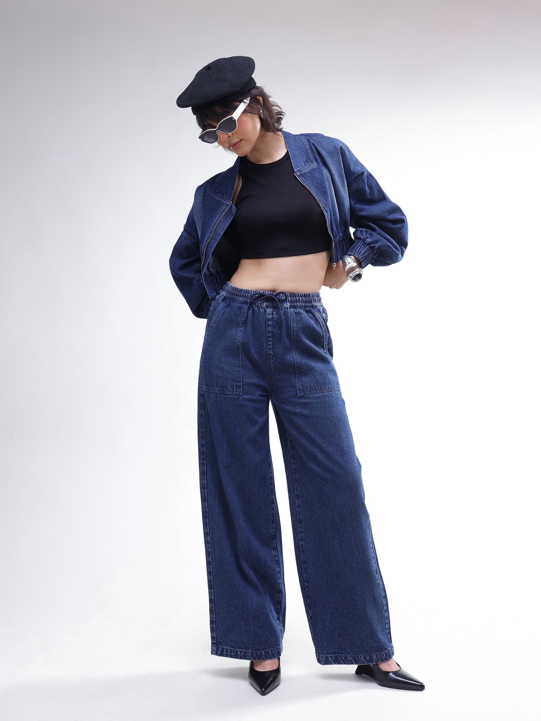 DesiQlo Blue Washed Denim Straight Pants - Blue