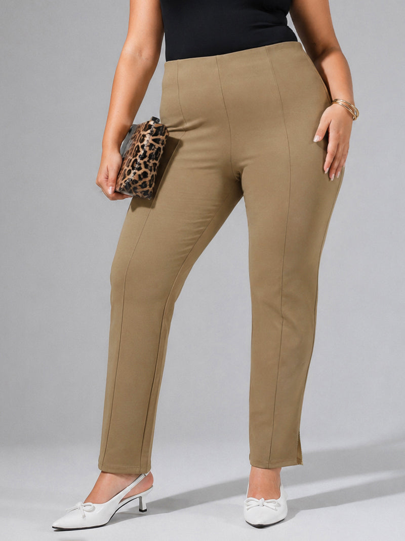Women Tan Roma Side Slit Jegging