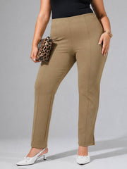 Women Tan Roma Side Slit Jegging