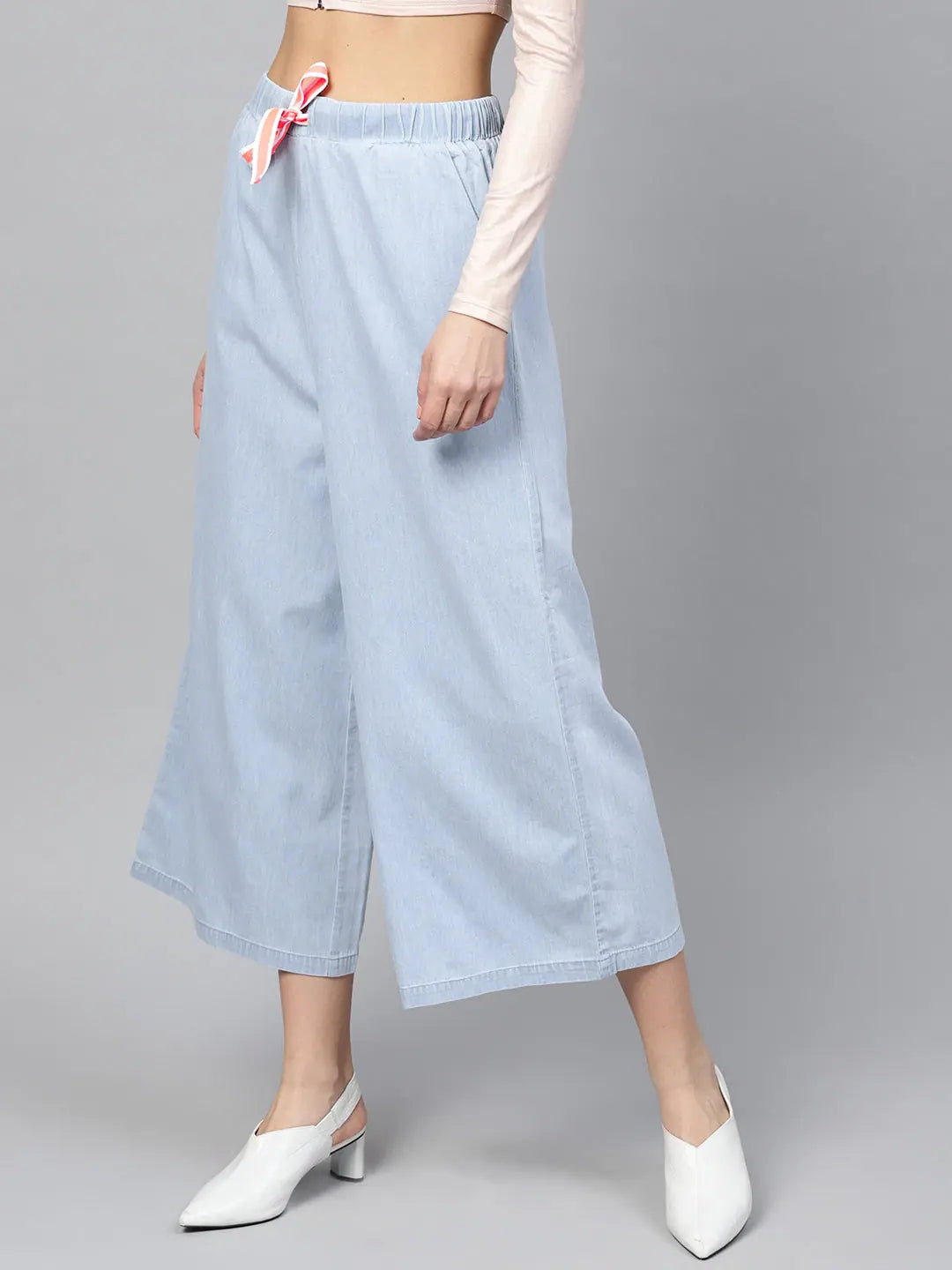 Blue Denim Neon Drawstring Pants - Women's Western Wear