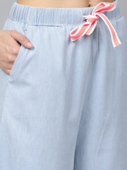 Blue Denim Neon Drawstring Pants
