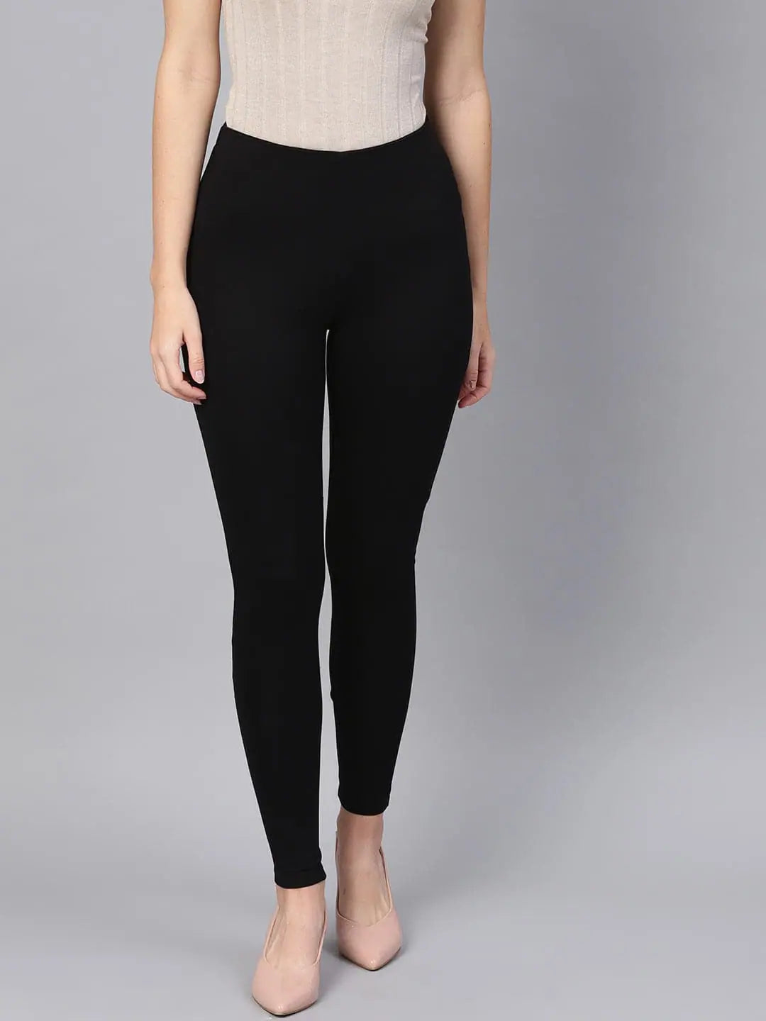 Black Knitted Jeggings - Women's Western Wear | Slim Fit