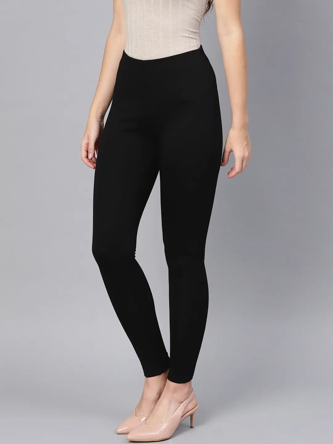 Black Knitted Jeggings - Women's Western Wear | Slim Fit