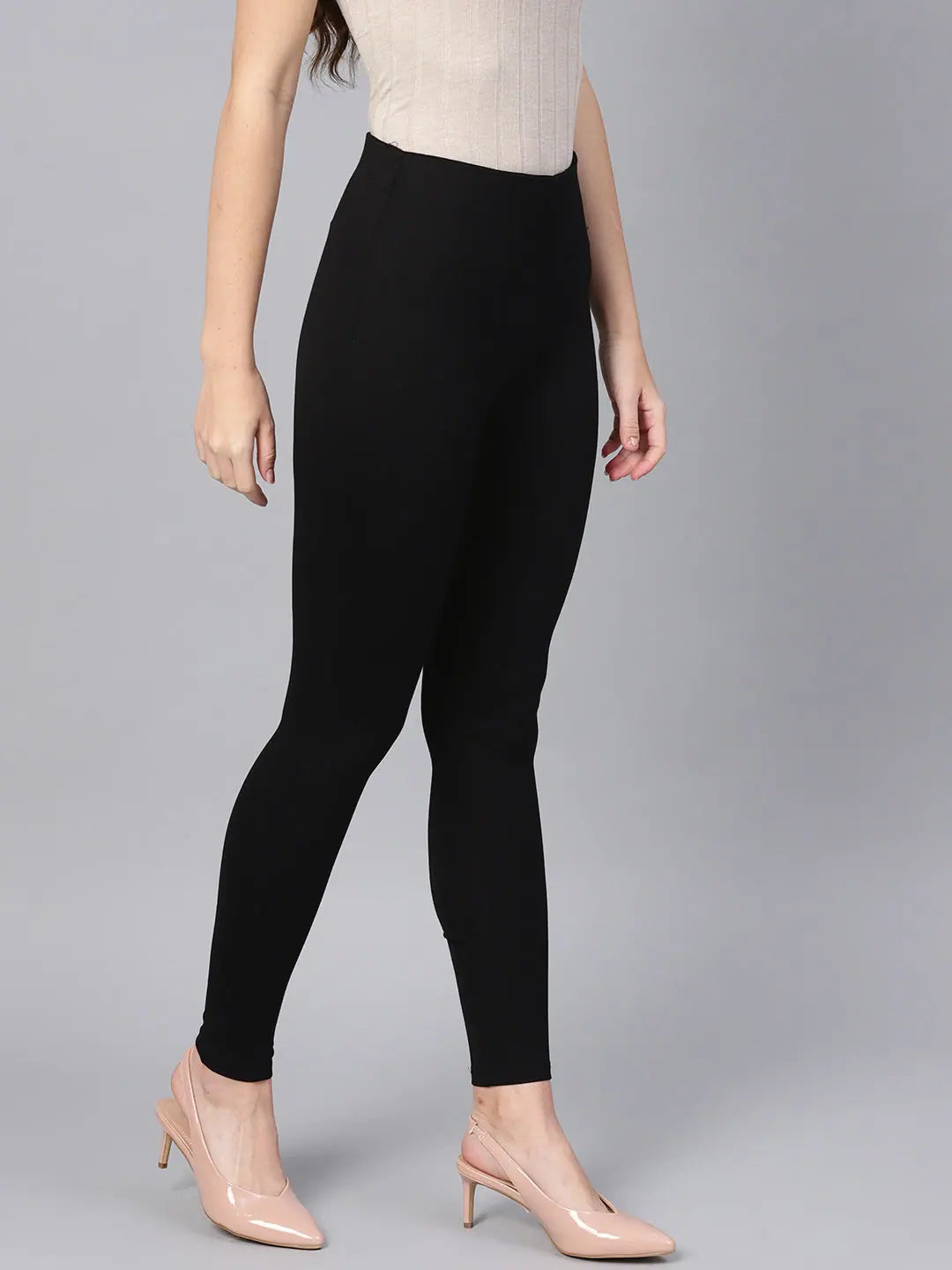 Black Knitted Jeggings - Women's Western Wear | Slim Fit