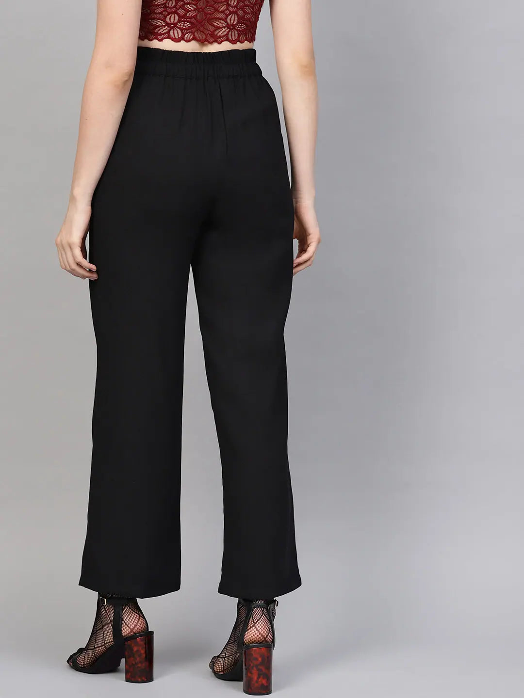Black Flared Buckle Belted Pant - Women's Western Clothing