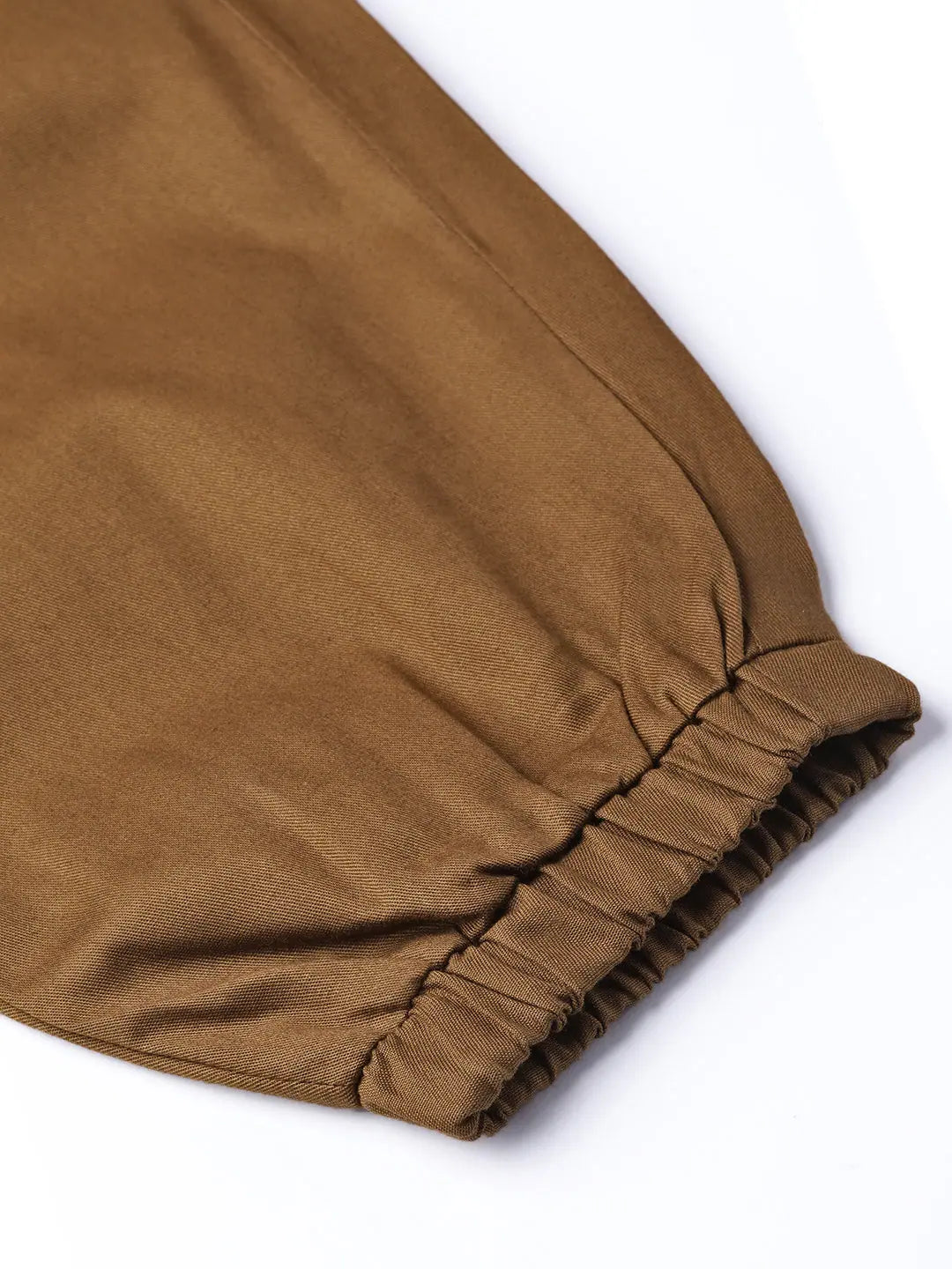 Brown Cotton Jogger Pants with Belt | Comfort Fit Style