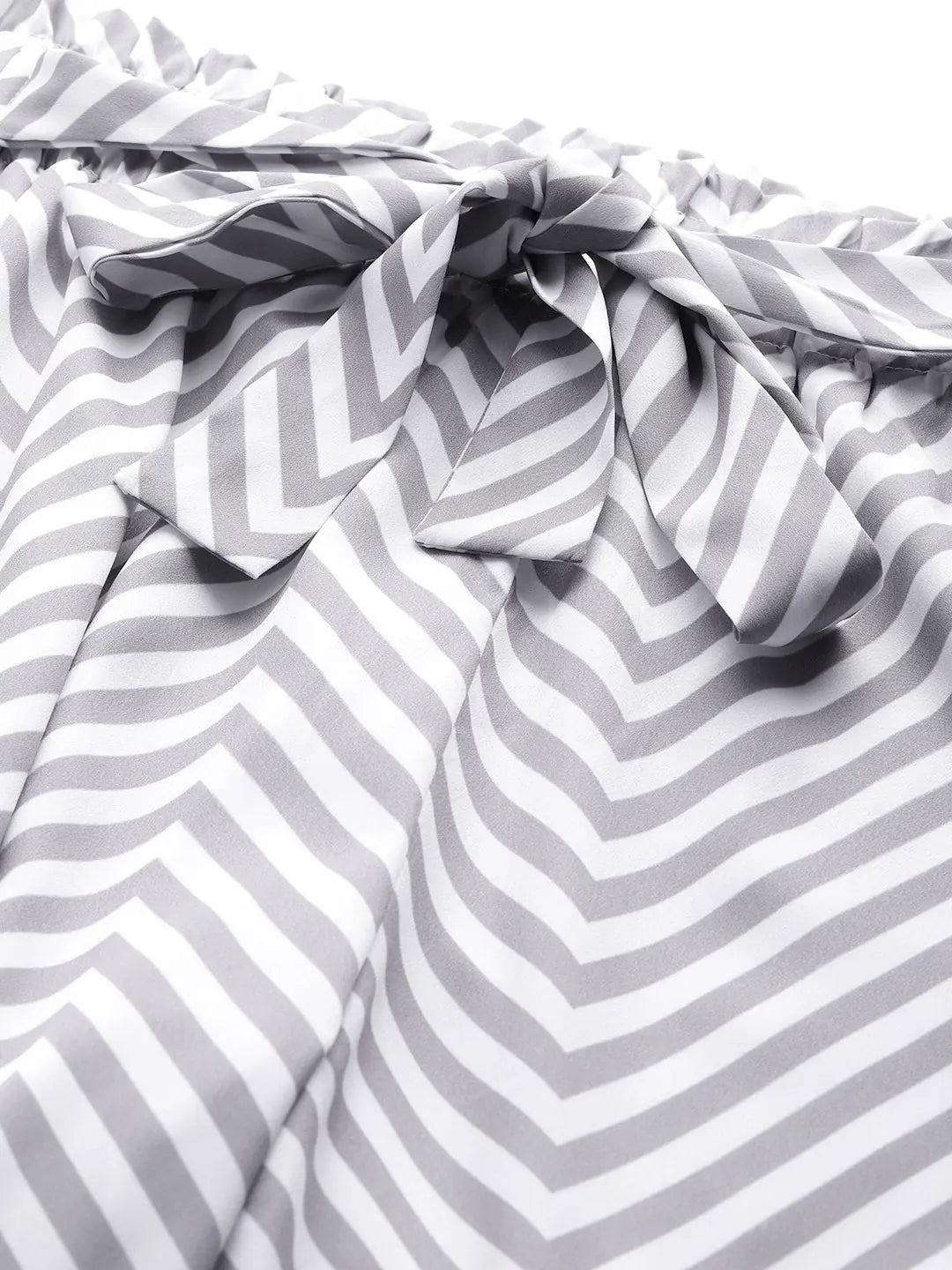 Grey Chevron Tapered Pant - Women's Belted Comfort Fit