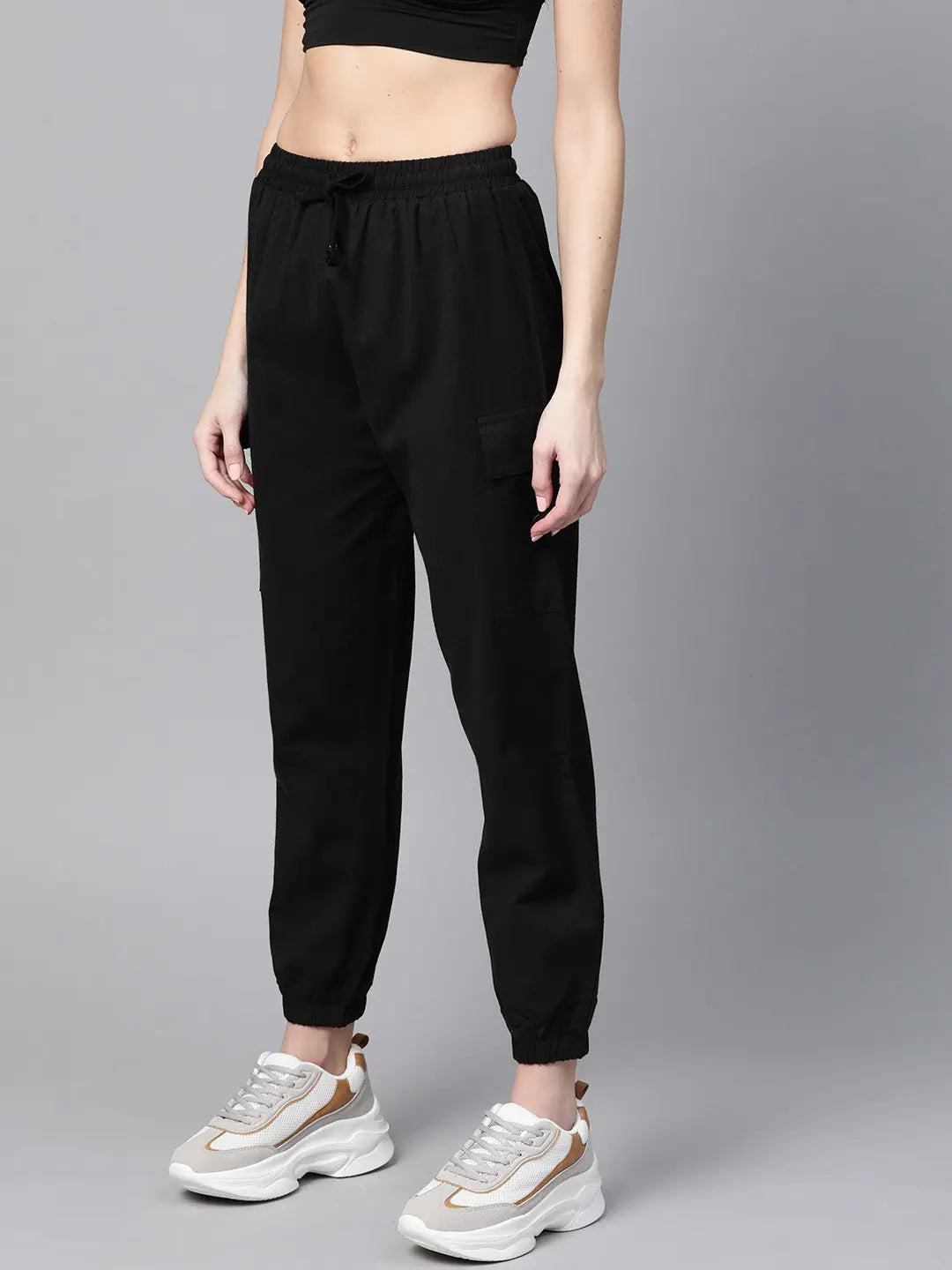 Black Side Pocket Joggers - Comfortable Women's Ankle Pants