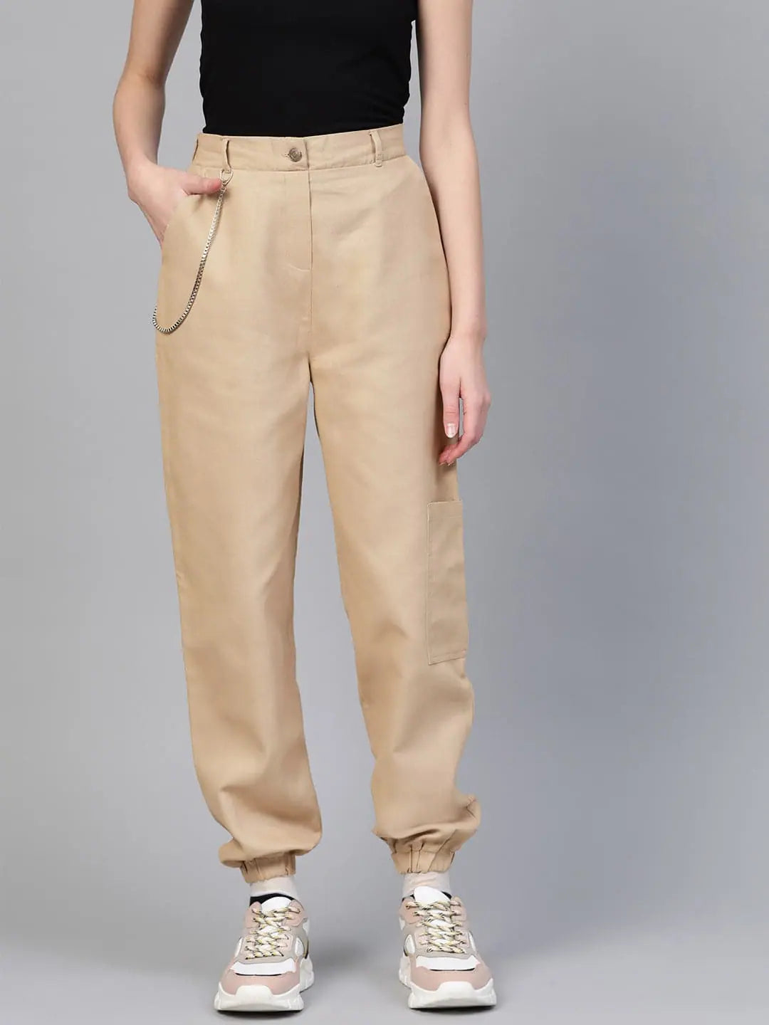 Beige Hip-Hop Cargo Pants | Women's Western Wear Outfits