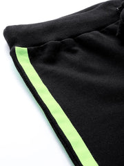 Black Terry Side Tape Drawstring Pants