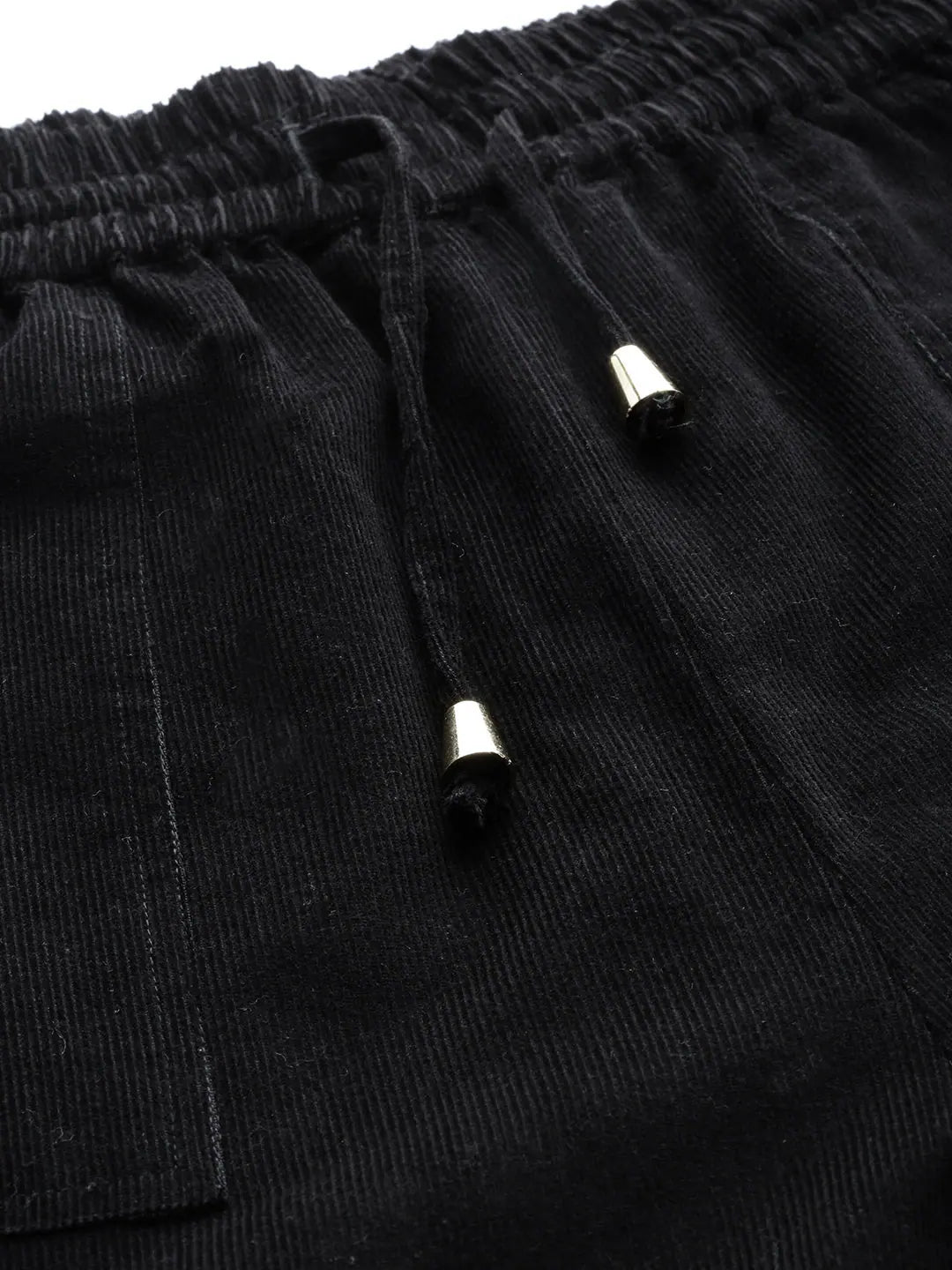 Black Corduroy Drawstring Pants - Women's Western Outfits